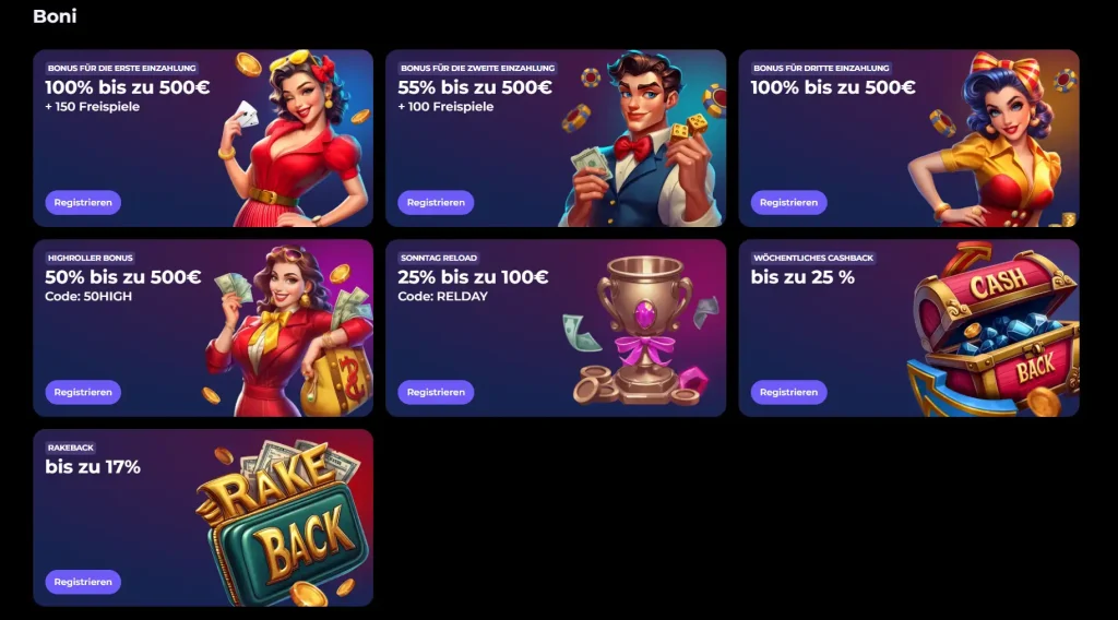 Bonusangebote im BettySpin Casino mit Einzahlungsbonus